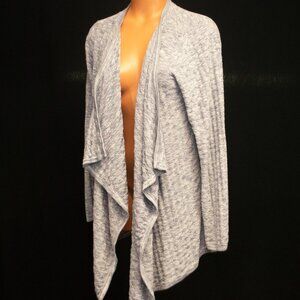 Draped Cardigan Open Waterfall Front Textured Sweater
